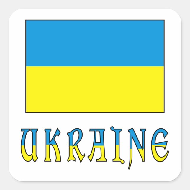Ukraine and Ukrainian Flag Square Sticker (Front)