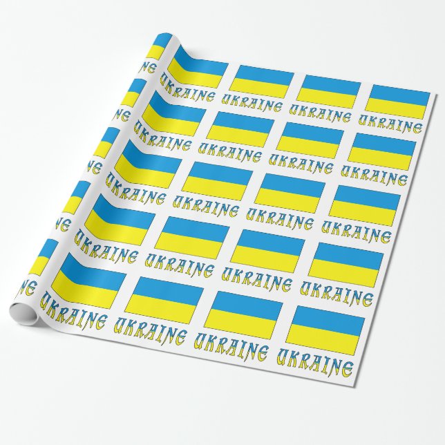 Ukraine and Ukrainian Flag Wrapping Paper (Unrolled)