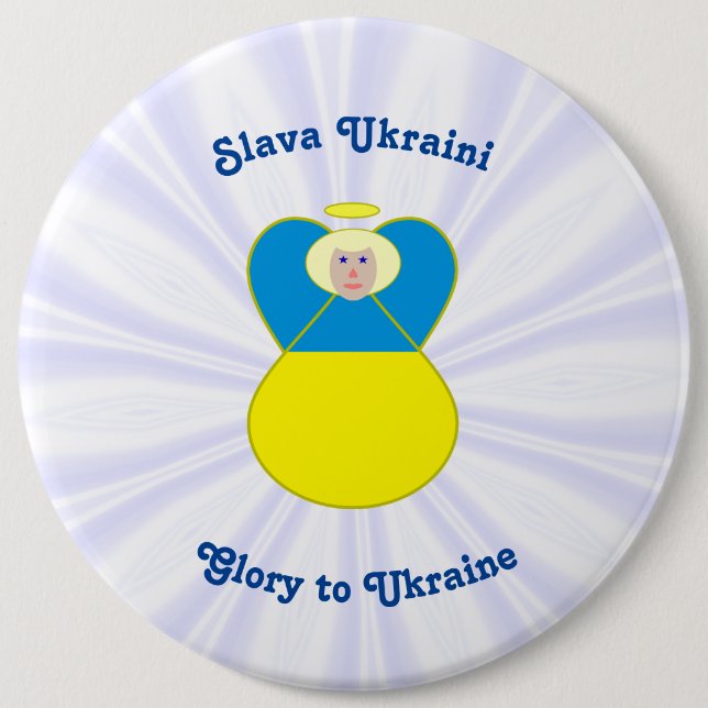 Ukraine Angel Slava Ukraini Glory to Ukraine 6 Cm Round Badge (Front)