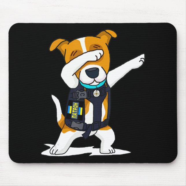 Ukraine Armed Forces Dabbing Dog Patron Jack Russe Mouse Mat (Front)