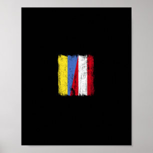 Ukraine Austria Half Flag Ukrainian Austrian Herit Poster