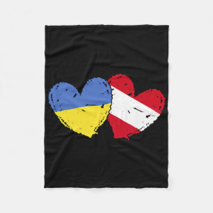 Ukraine Austria Heart Flag Ukrainian Austrian Heri Fleece Blanket
