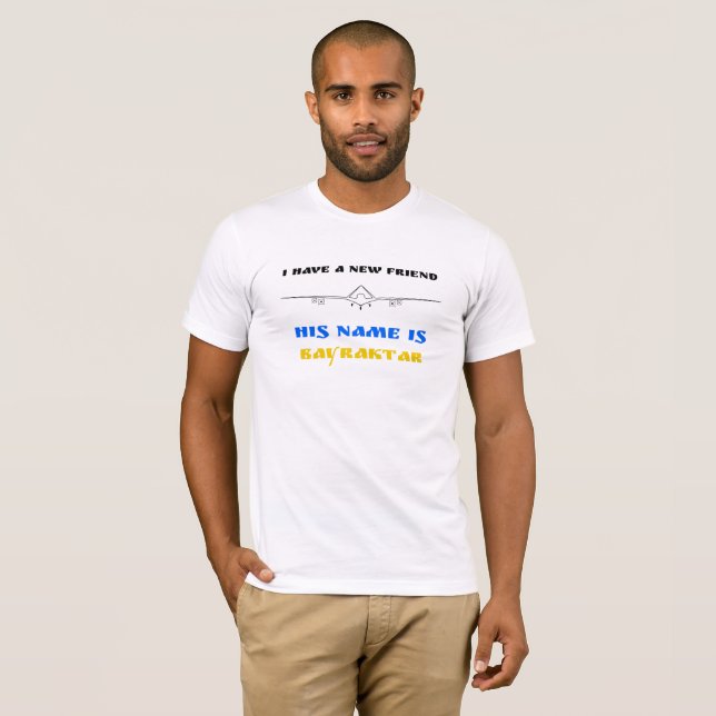 Ukraine Bayraktar Ukrainian Flag T-Shirt (2-sided) (Front Full)