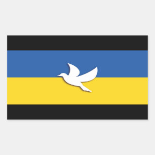 UKRAINE BICOLOR PEACE DOVE BLUE YELLOW FLAG RECTANGULAR STICKER