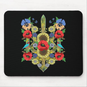 Ukraine Birds Red Poppies Trysub Retro Ukrainian V Mouse Mat