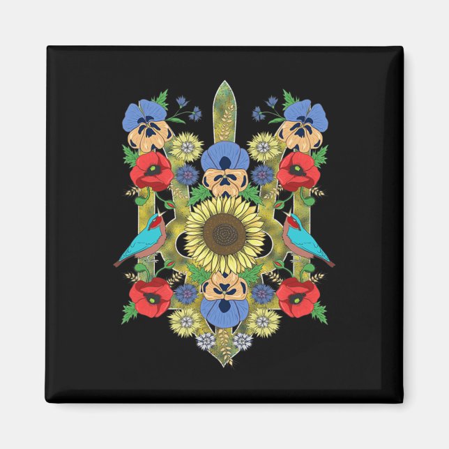 Ukraine Birds Sunflower Trysub Vintage Ukrainian V Magnet (Front)