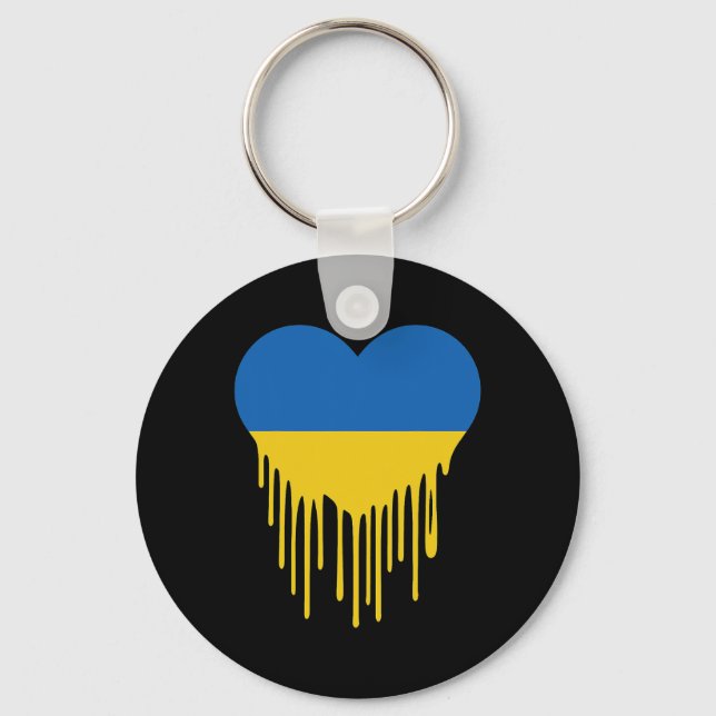 Ukraine Bleeding Heart Support And Stand With Ukra Key Ring (Front)