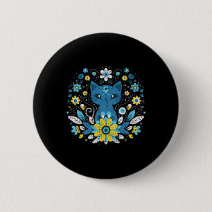 Ukraine Blue Yellow Cat Flowers Ukrainian Girls Ki 6 Cm Round Badge