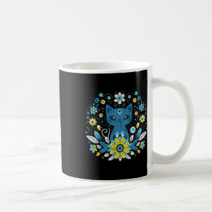 Ukraine Blue Yellow Cat Flowers Ukrainian Girls Ki Coffee Mug