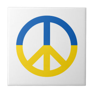 Ukraine Blue Yellow Flag Colours Peace Symbol Sign Tile