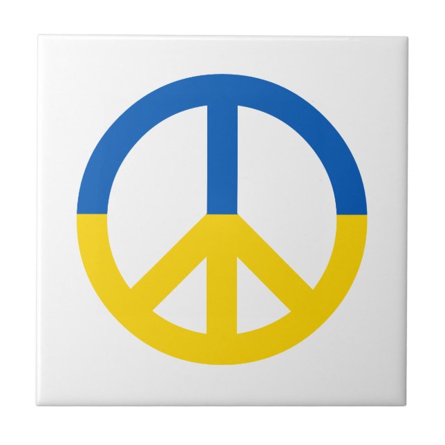 Ukraine Blue Yellow Flag Colours Peace Symbol Sign Tile (Front)