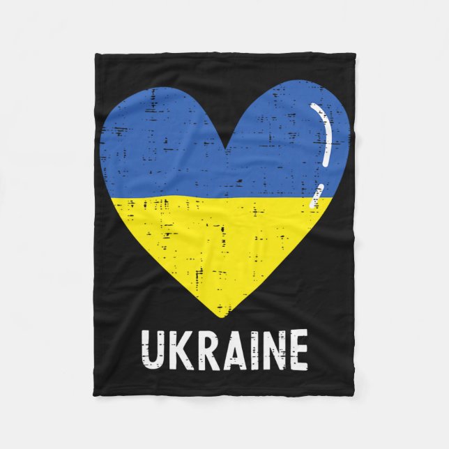 Ukraine Blue Yellow Heart Ukrainian Women Girls Ki Fleece Blanket (Front)