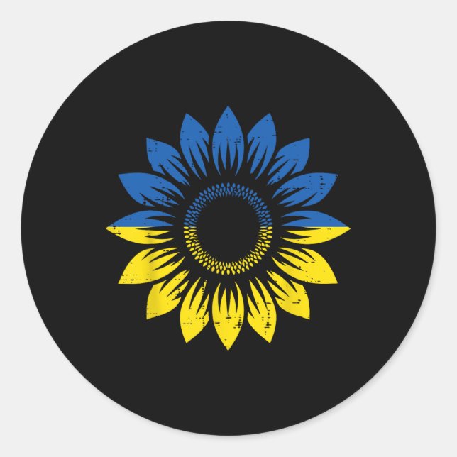 Ukraine Blue Yellow Sunflower Ukrainian Pride Men  Classic Round Sticker (Front)