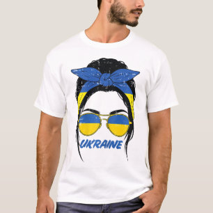 Ukraine Bun Ndana Sungles Flag Ukrainian Women Gir T-Shirt