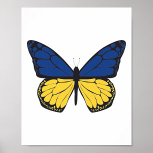 Ukraine Butterfly - Blue And Yellow Flag - Freedom Poster