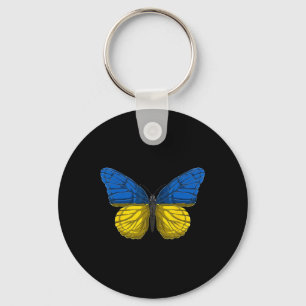 Ukraine Butterfly Shirt Patriotic Ukrainian Flag Key Ring