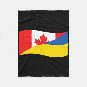Ukraine Canada Dual Flag Unity Patriotic Cross-cou Fleece Blanket
