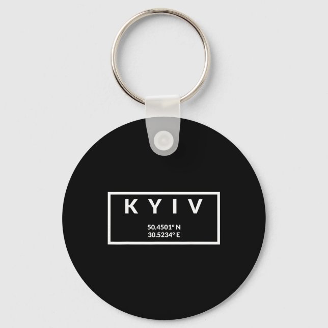 Ukraine Capital Coordinates - Kyiv 1  Key Ring (Front)