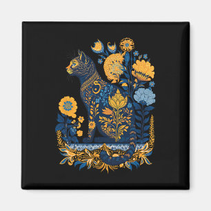 Ukraine Cat Cute Floral Vintage Ukrainian Flag And Magnet