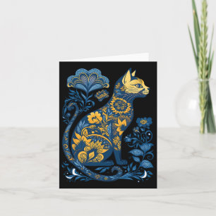 Ukraine Cat Floral Vintage Ukrainian Flag And Vysh Card