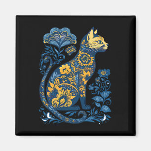 Ukraine Cat Floral Vintage Ukrainian Flag And Vysh Magnet