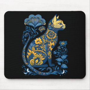 Ukraine Cat Floral Vintage Ukrainian Flag And Vysh Mouse Mat