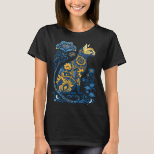 Ukraine Cat Floral Vintage Ukrainian Flag And Vysh T-Shirt
