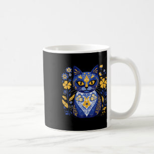 Ukraine Cat Floral Vintage Ukrainian Flag Vyshyvan Coffee Mug