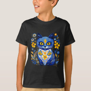 Ukraine Cat Floral Vintage Ukrainian Flag Vyshyvan T-Shirt