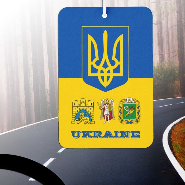 Ukraine cities Car Air Freshener, Ukrainian Flag Car Air Freshener (Creator Uploaded)