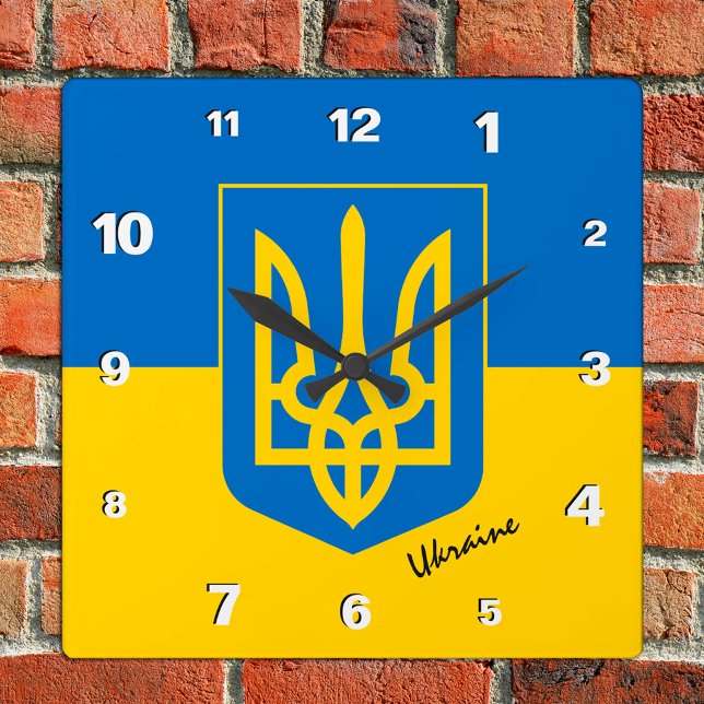 Ukraine Clock, patriotic home, Ukrainian Flag Square Wall Clock (Creator Uploaded)