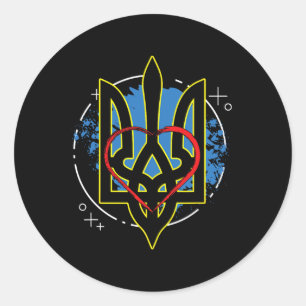 Ukraine Coat Arms Of Ukraine Cossack Ukrainian Classic Round Sticker