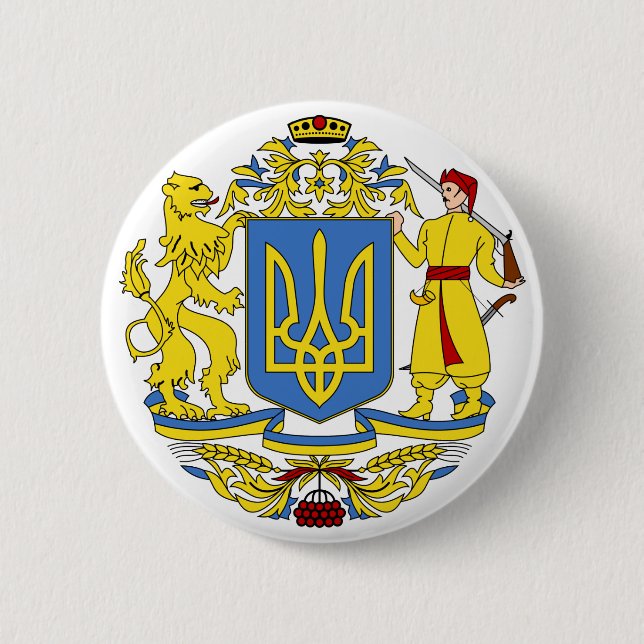 Ukraine coat of arms 6 cm round badge (Front)