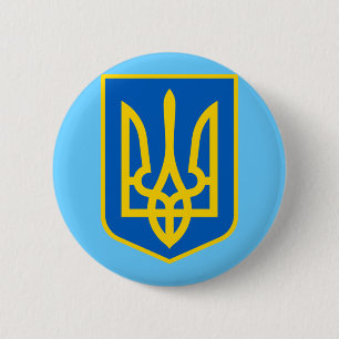 UKRAINE COAT OF ARMS 6 CM ROUND BADGE