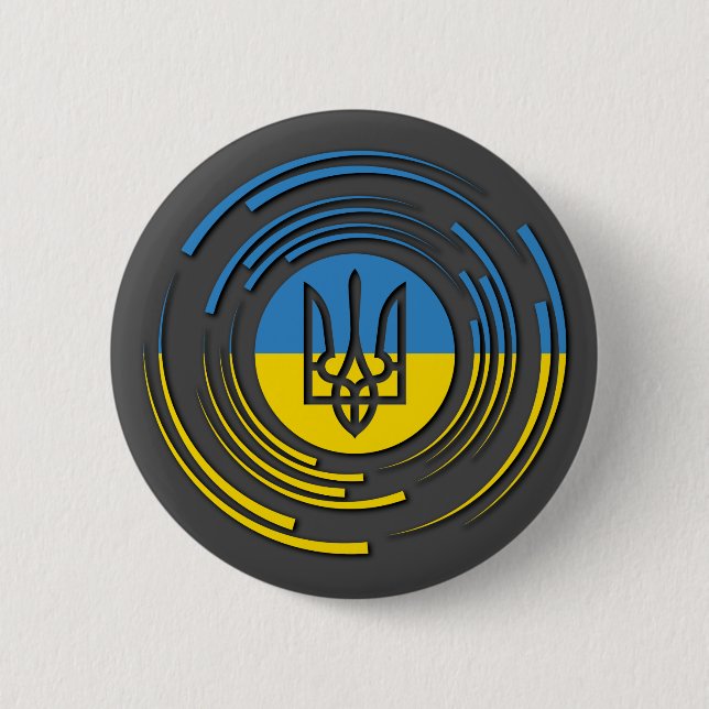 Ukraine Coat of Arms Flag Blue Yellow 6 Cm Round Badge (Front)
