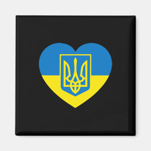 Ukraine Coat Of Arms In Heart Flag Solidarity Pro  Magnet