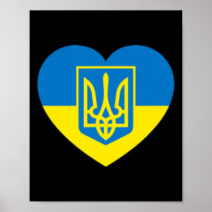 Ukraine Coat Of Arms In Heart Flag Solidarity Pro Poster