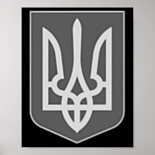 Ukraine Coat Of Arms Silver Trident Emblem Zelensk Poster
