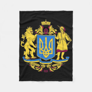 Ukraine Coat Of Arms Tee Flag  Fleece Blanket