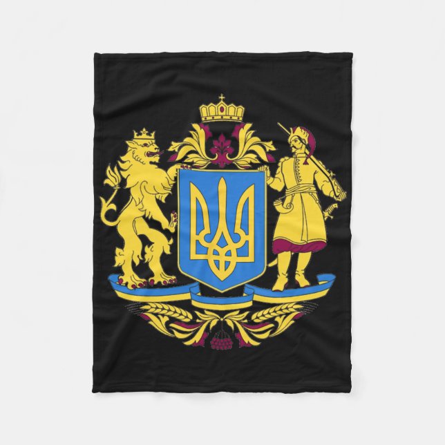 Ukraine Coat Of Arms Tee Flag  Fleece Blanket (Front)