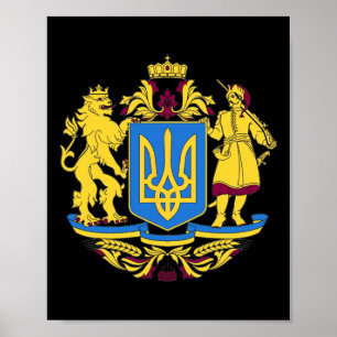 Ukraine Coat Of Arms Tee Flag Poster