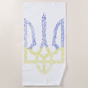 Ukraine coat of arms trident tryzub spiral pattern beach towel