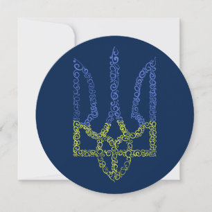Ukraine coat of arms trident tryzub spiral pattern card