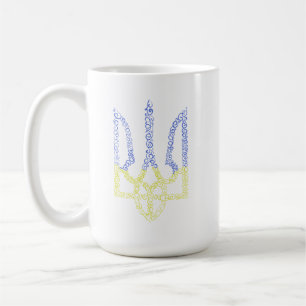Ukraine coat of arms trident tryzub spiral pattern coffee mug