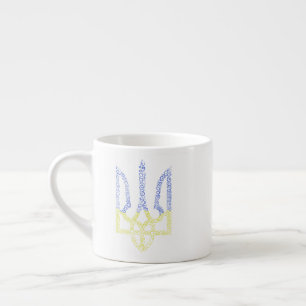 Ukraine coat of arms trident tryzub spiral pattern espresso cup