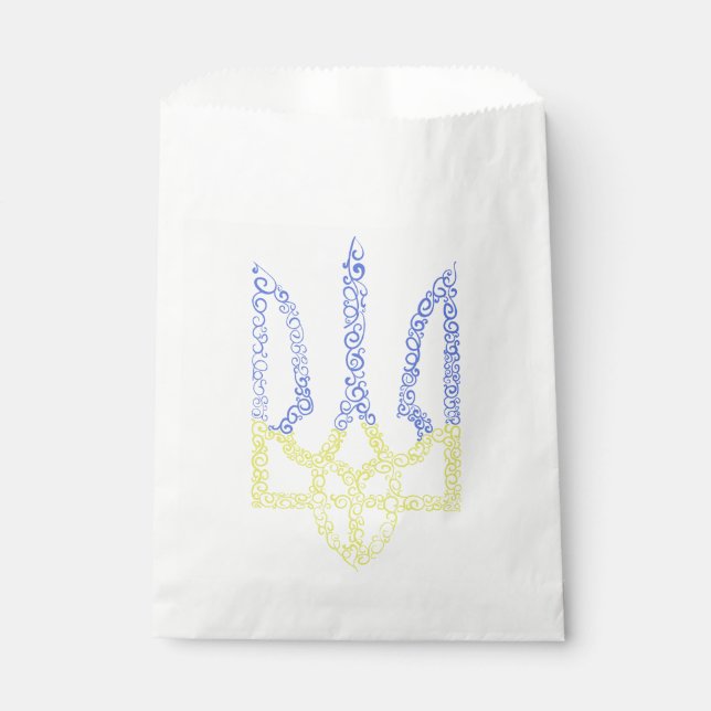 Ukraine coat of arms trident tryzub spiral pattern favour bags (Front)