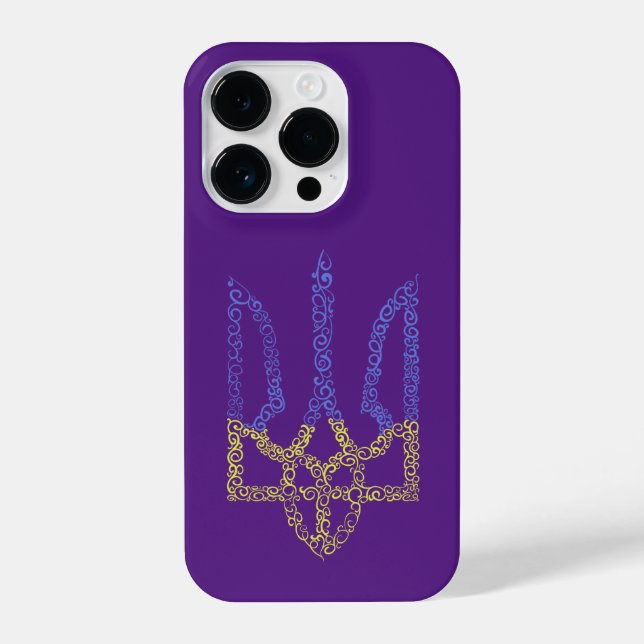 Ukraine coat of arms trident tryzub spiral pattern iPhone case (Back)