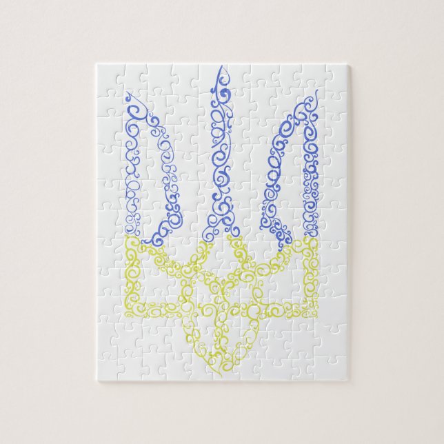 Ukraine coat of arms trident tryzub spiral pattern jigsaw puzzle (Vertical)