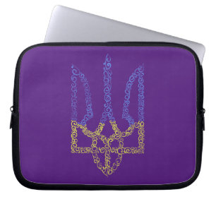 Ukraine coat of arms trident tryzub spiral pattern laptop sleeve