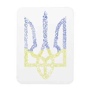 Ukraine coat of arms trident tryzub spiral pattern magnet